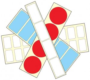 assorted unprinted labels